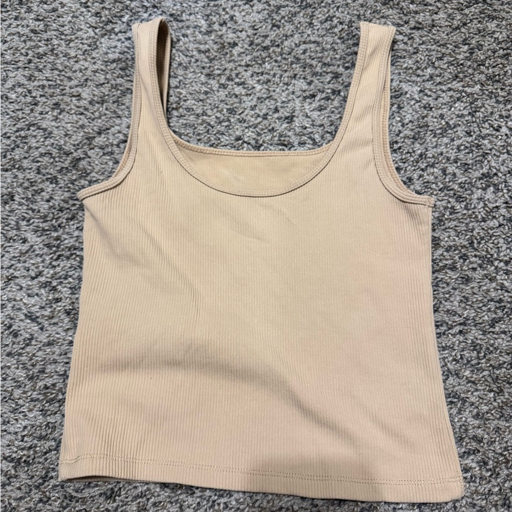 Abercrombie & Fitch Beige Ribbed Tank Top